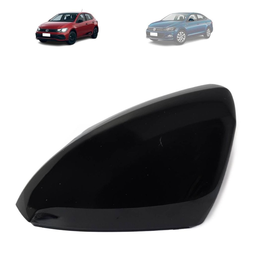CAPA RETROVISOR VOLKSWAGEN POLO 2018 A 2021 VIRTUS COM FURO PISCA (BLACK PIANO) LADO ESQUERDO