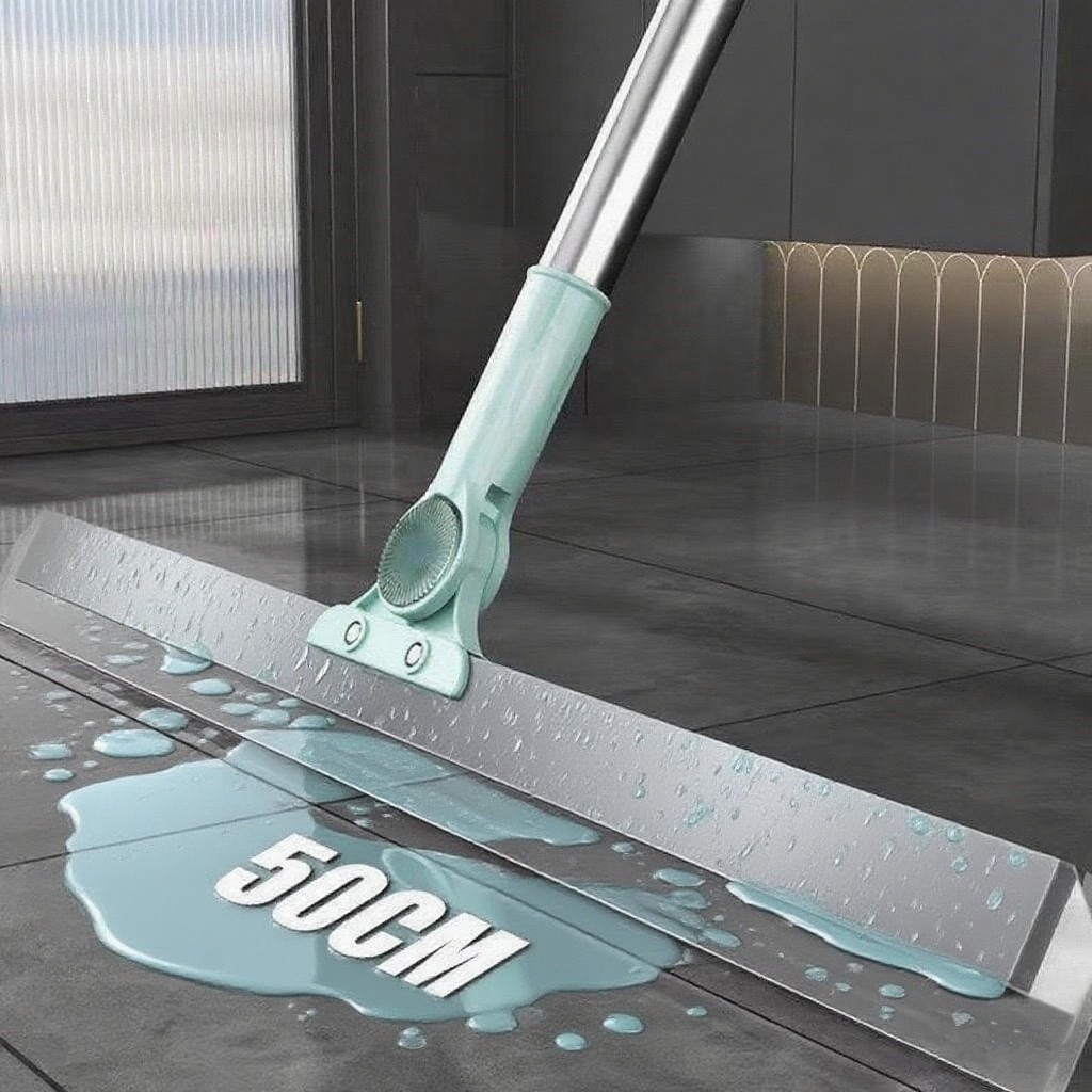 Rodo Silicone Limpeza Piso Vassoura Mágica 2 em 1 Limpa Vidro Janela Seco Molhado Cabo 1,2- 1,4m Doméstico