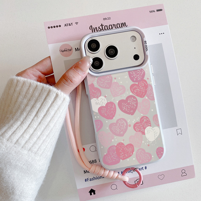 Capa de celular da coração rosa com iPhone 17 16 15 14 13 12 11 PRO MAX XS XR 7 8PLUS SE AIR casca macia