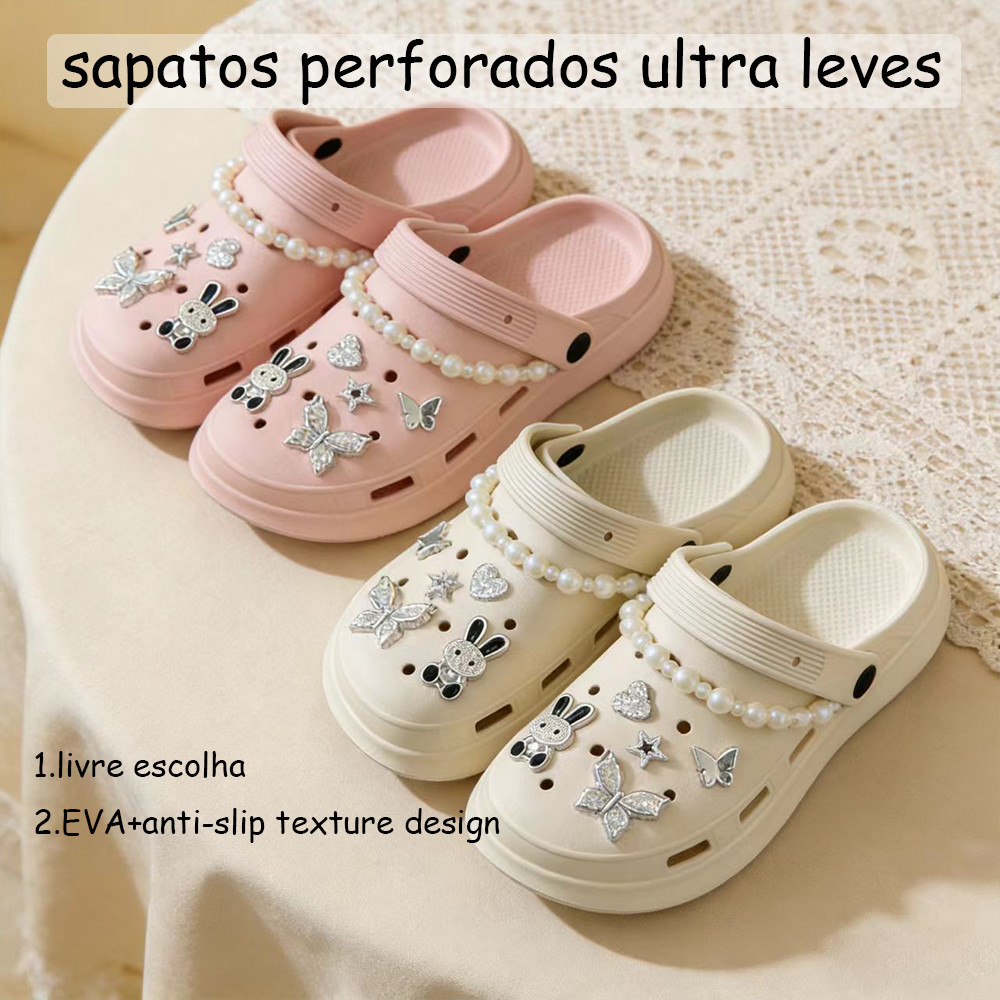 Sandália Chinelo Babuche Plataforma Feminino Confortável Macia Leve com Botons Removíveis Ideal para Passeios Informais