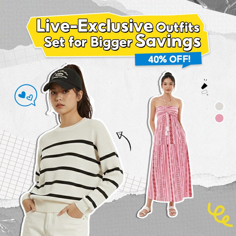 Lovito Live Conjunto Exclusivo - Suéter Casual Listrado + Vestido Boho Com Estampa L32ud004 & LBL17610 em Oferta na Shopee