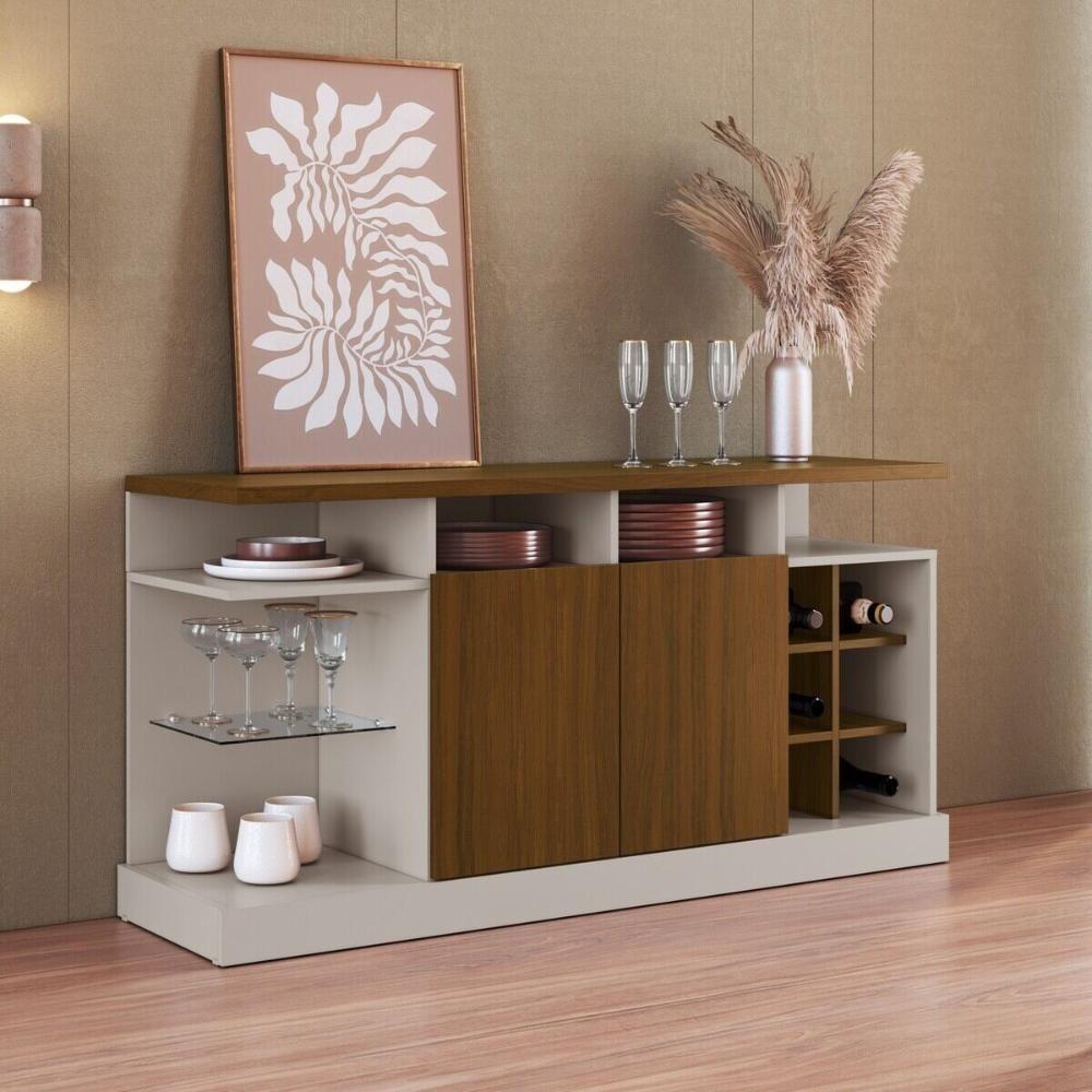Aparador Buffet 136cm Com Adega Embutida Multimóveis MP1100 Off White/madeirado em Oferta na Shopee