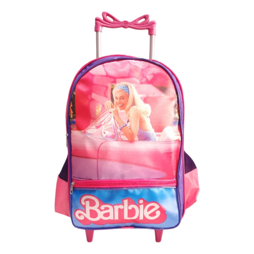 Mochila Barbie Rosa Rodinhas Bolsa Infantil Menina Escolar
