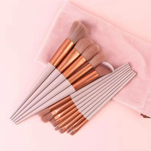 Conjunto 13 Pincéis Maquiagem Profissional Com Estojo De Veludo Luxo Completo Cores Sortidas Kit Pincéis