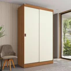 Guarda-Roupa Casal com 2 Gavetas Kappesberg Canela/Off White 121cm