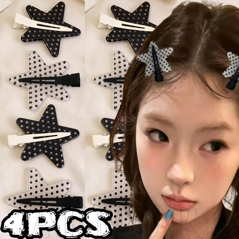 4/1 Unidade De Grampos De Cabelo Estrela De Bolinhas-Acessórios-Y2K , Estilo INS Coreano , Clipe De Bico De Pato Com Fra