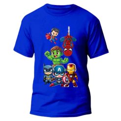 Camiseta Infantil e Adulto Vingadores Desenho Super Herois Camisa 100% Algodão