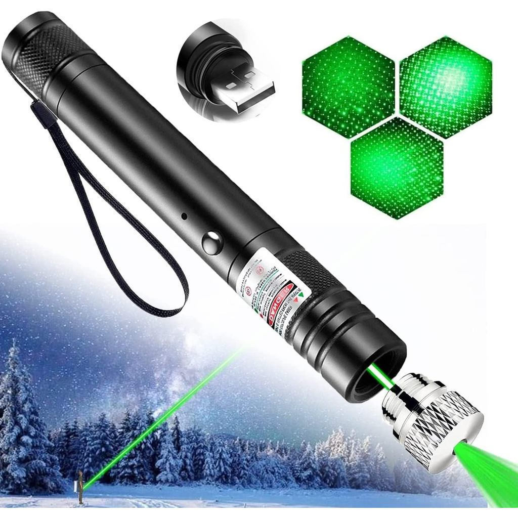 Lanterna remota de alta potência com ponteiro verde, recarregável, com tampa estrela, foco ajustável, brinquedo Laser pa