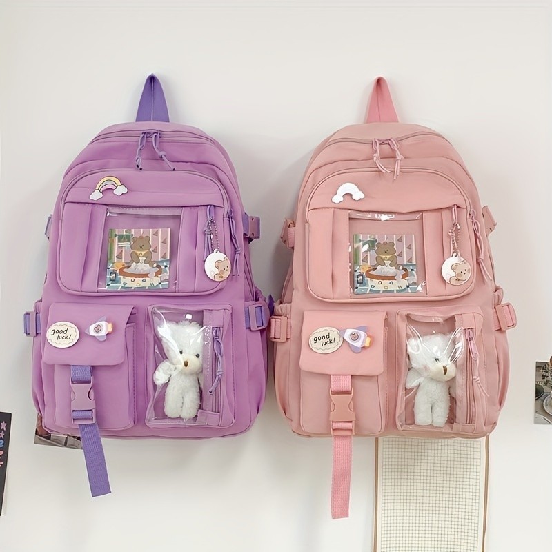 Mochila Feminina Escolar Passeio Coreano Grande Capacidade Impermeável Sem Chaveiro Impermeável
