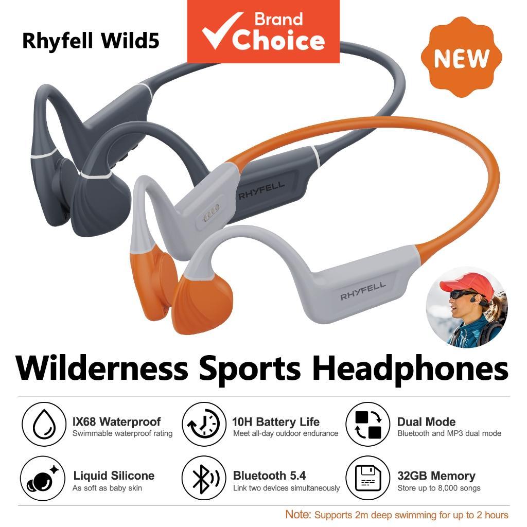 RHYFELL Wild5 Fones De Ouvido De Condução Óssea Sem Fio Bluetooth IP68 À Prova D'água Fone Esportivo 32 Gb MP3 AI Com Ca