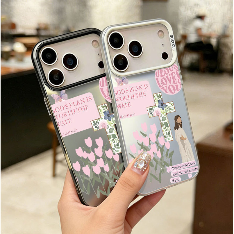 Capinha de Cruzamento de tulipa rosa Adequado Para iPhone 17 11 12 13 15 14 16 Pro Max XR XS Max Capa TPUchoque