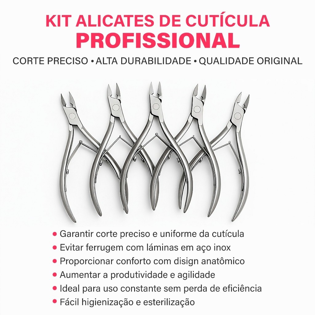 Kit 1,2 ou 3 Alicates De Cutícula Unha Manicure PROFISSIONAL Original Lâminas Em Aço Inox 777