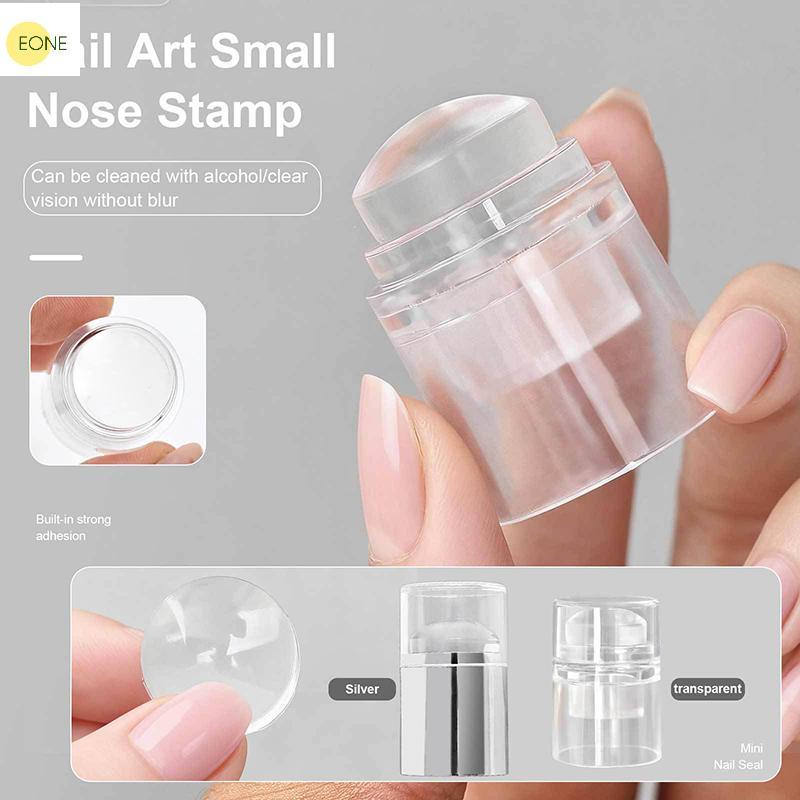 EONE Carimbo De Unha De Silicone Gelatinoso Com Raspador , Modelos De Unhas Transparentes , Para Estampagem De Esmalte ,