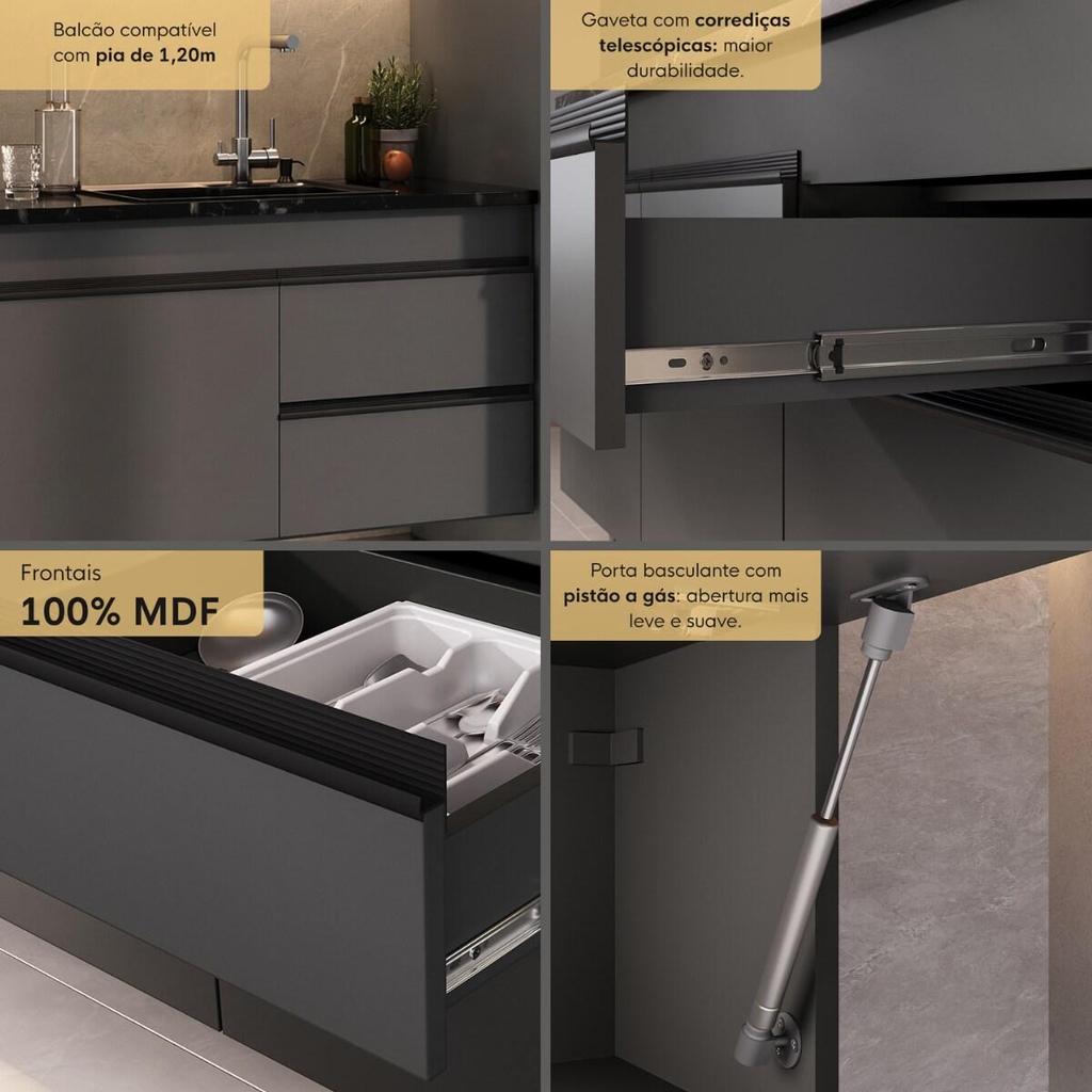 Armário de Cozinha Modulada Completa 313cm Milano Multimóveis MP2396