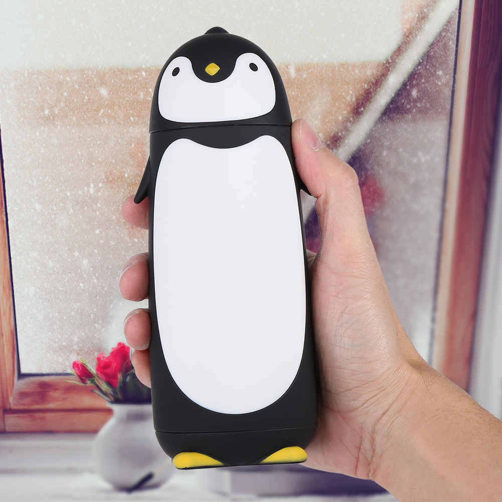homelife-BR 300ML portátil bonito pinguim garrafa de água de vidro dupla camada caneca copo de viagem preto