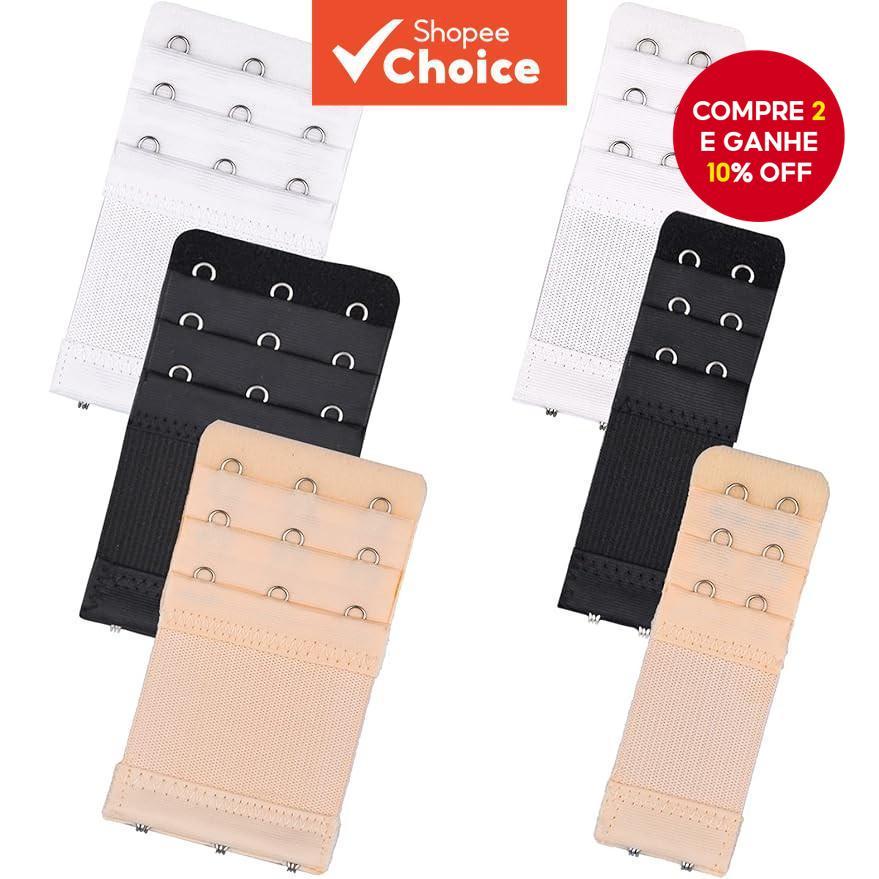 Conjunto Extensor De Sutiã-Extensores Elásticos De 2 E 3 Ganchos (Preto/Branco/Nu) Para Maternidade Troca De Peso