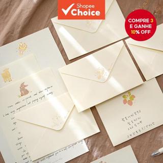 Conjunto De Papelaria (4 Papéis Estilo Vintage + 2 Envelopes) Papel Para Escrever Cartas Convites Festas De Amor em Oferta na Shopee