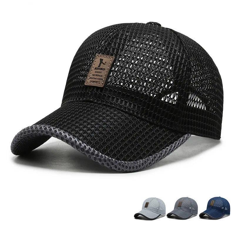 Bonés de Pesca Unissex, Bonés de Beisebol com Tela Respirável, Bonés Snapback Pretos, Bonés Casuais para Esportes.