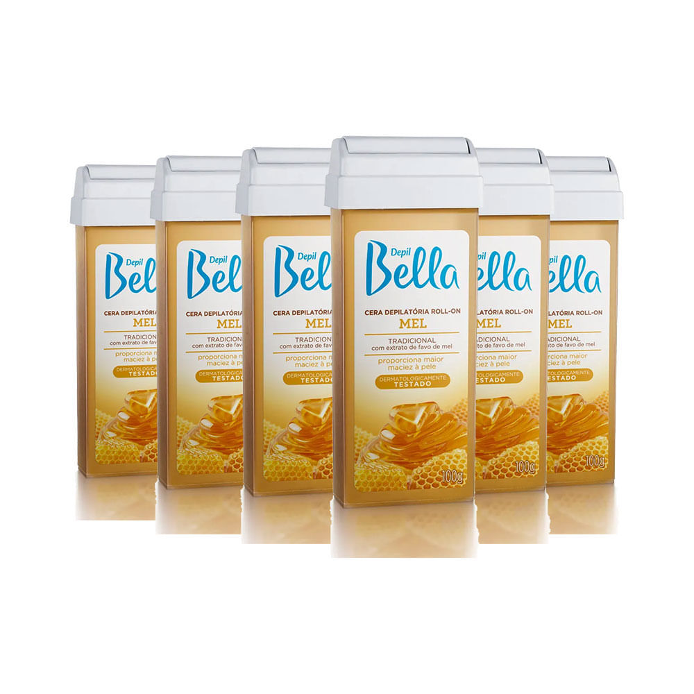 Kit Cera Depil Bella Roll-On Amarela Mel 100g 6 unidades em Oferta na Shopee