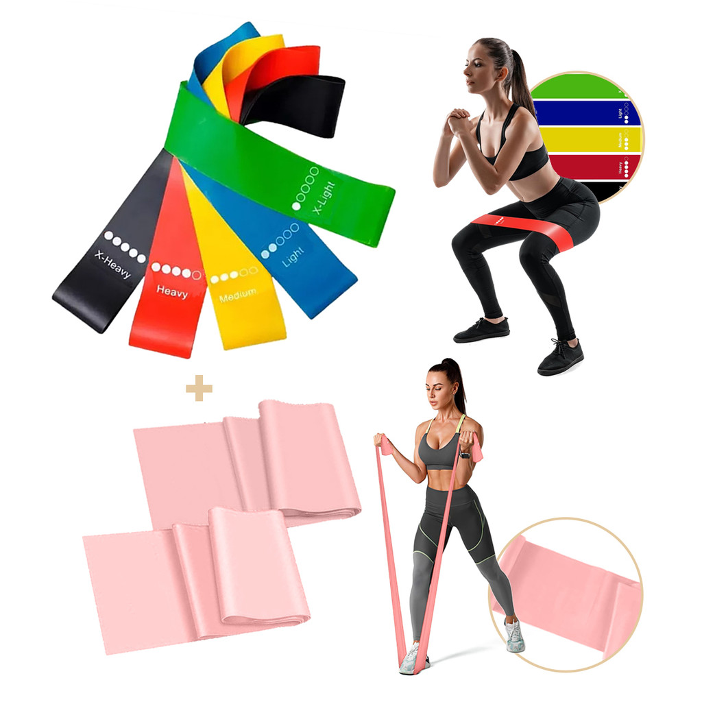 Kit Mini Bands Elásticas de Resistência - 6 Níveis para Musculação, Fisioterapia e Emagrecimento