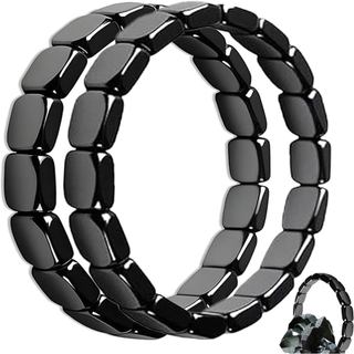 Pulseira de Hematita Masculina, Revitaliza a Energia Masculina, Pedras Naturais de Hematita, Pulseiras Elásticas de Cura