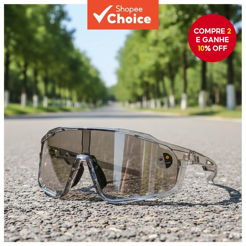  Óculos de Sol Fotocromáticos com Proteção UV para Ciclismo, Corrida e Esportes, Anti Poeira e Chuva