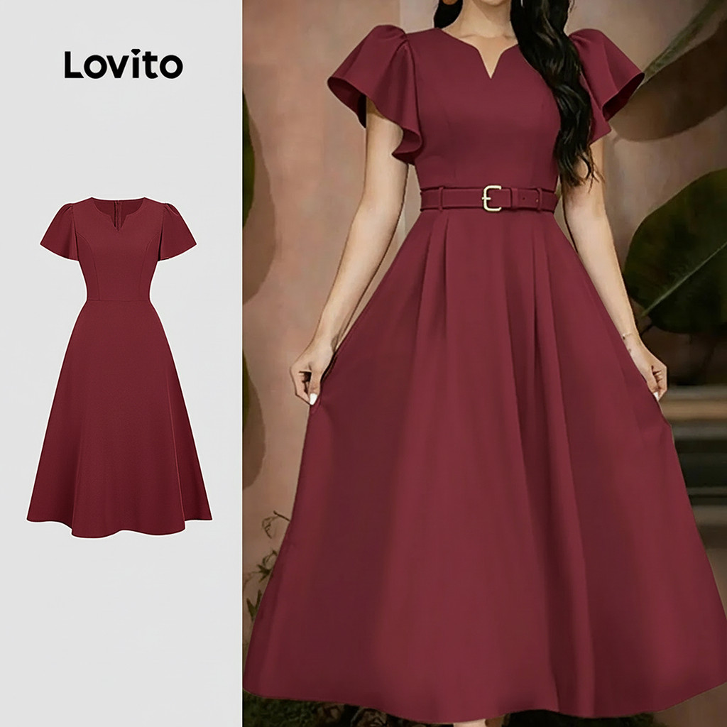 Lovito Vestido Vintage De Festa Com Zíper Marrom Para Mulheres Ideal Para Primavera/verão L164ED1018 em Oferta na Shopee