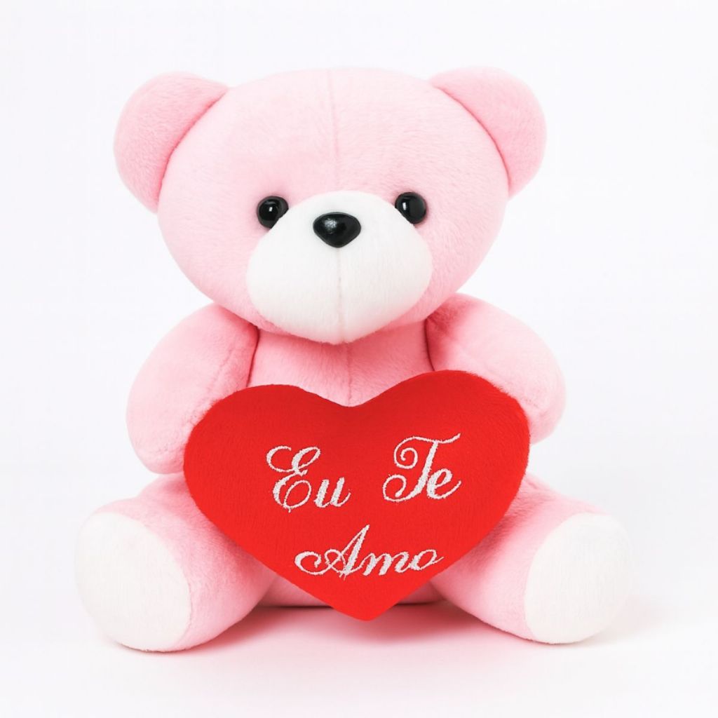 Urso De Pelúcia Rosa Com Coração Eu Te Amo Urso Para Presentes Cestas Urso Pelúcia Romântico