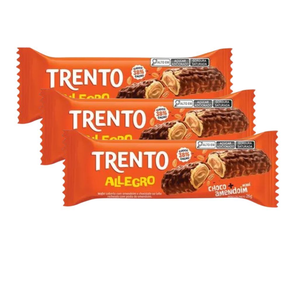 Kit 3 Chocolate Trento Allegro Choco Amendoim 26g