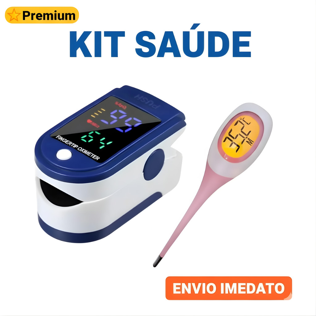 Kit Saúde Express: Termômetro Digital 8s + Oxímetro  – Medição Instantânea, Fácil e Segura!