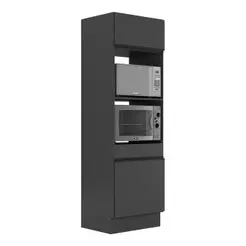 Paneleiro 2 Portas 63cm Com Rodapé Para Forno E Microondas Veneza Multimóveis V2116 Preto Preto