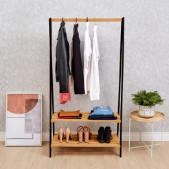 Arara para Roupas Com 2 Prateleiras - Resistente e Prático