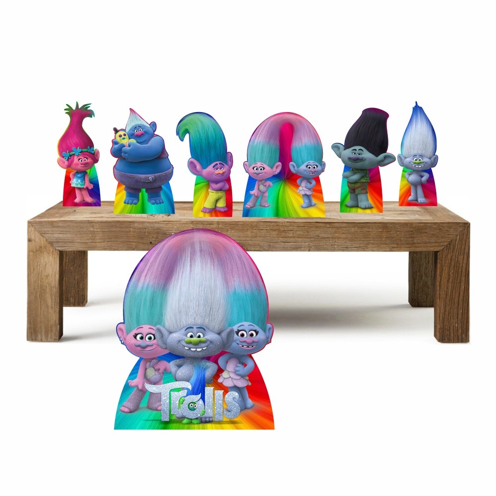 Trolls Kit 7 Displays Totens De Mesa E Chão kit festa infantil Kit Enfeites kit festa