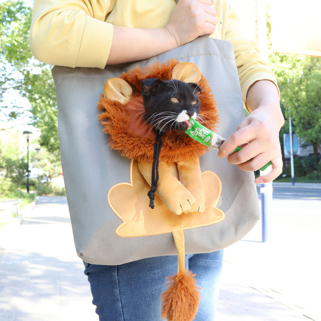 ** QY vida para animais de estimação * Bolsa para gatos em formato de leão pequeno, bolsa para animais de estimação, Hal