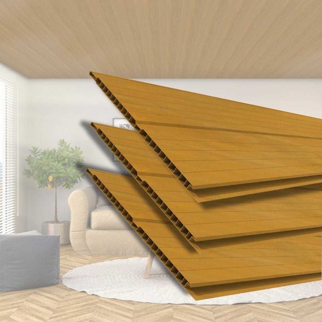Kit 30m² Forro de PVC 8MMX20CMX3M(6m²) Marrom/Cerejeira Permatti Cerejeira