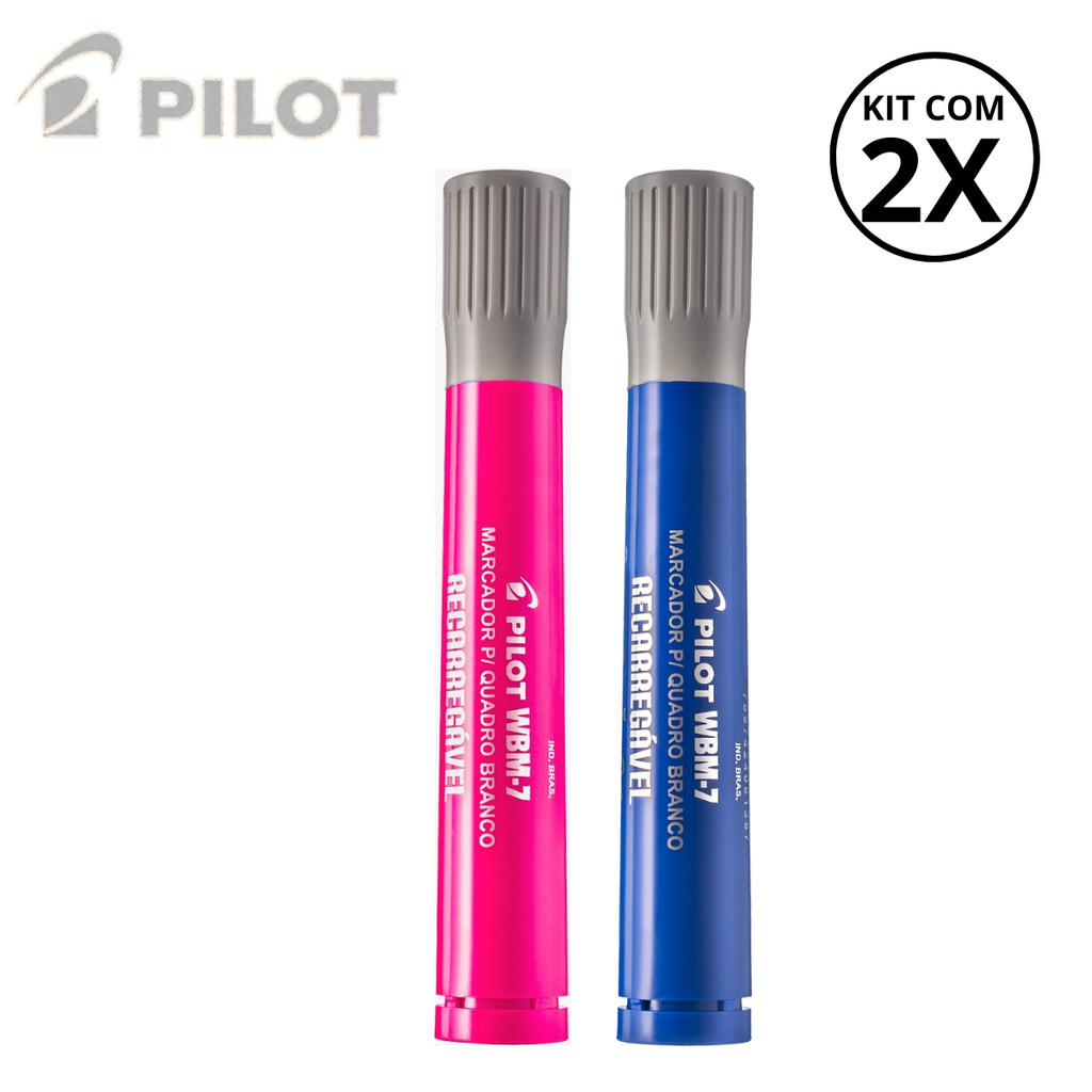 Kit com 2 Marcadores Para Quadro Branco WBM-7- PILOT Cor:Rosa+Azul