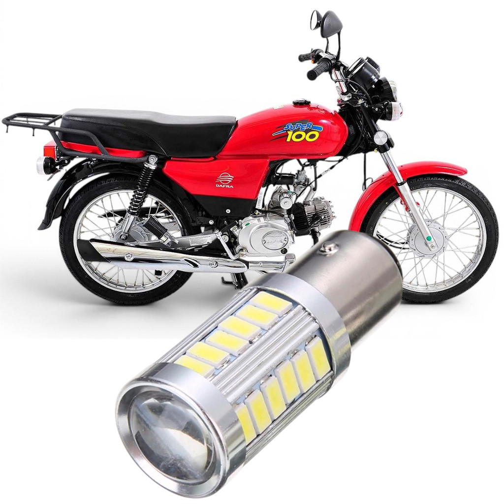 Lampada Ultra LED Luz de Freio e Lanterna Traseira P21/5W Moto Motocicleta Dafra Super 100 2008 a 2015
