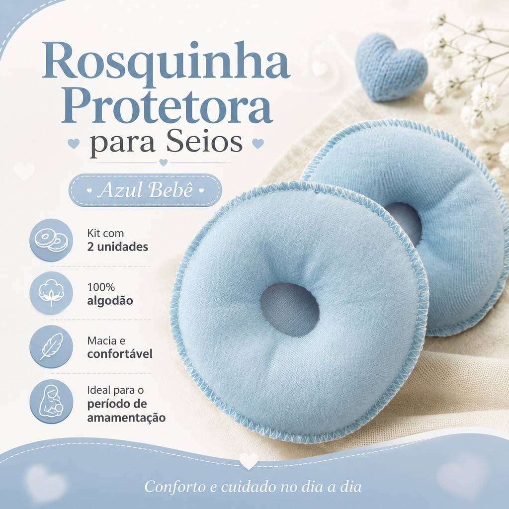 Rosquinha Protetora para Seios Amamentação 100% Algodão Kit 2 Unidades