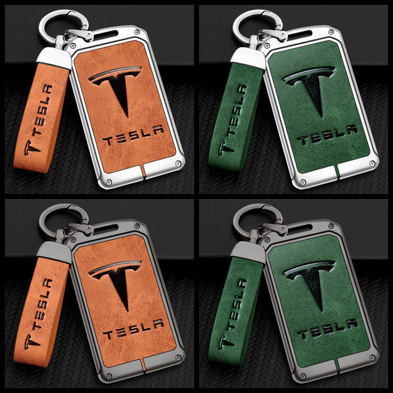 Capa de Couro para Chave de Carro, Estojo Protetor Completo para Tesla Model 3 e Model Y, Acessórios de Interior Automot