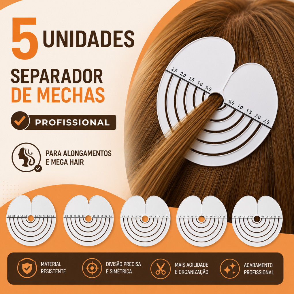 5 Unidades Separador De Mechas Para Aplicação De Mega Hair