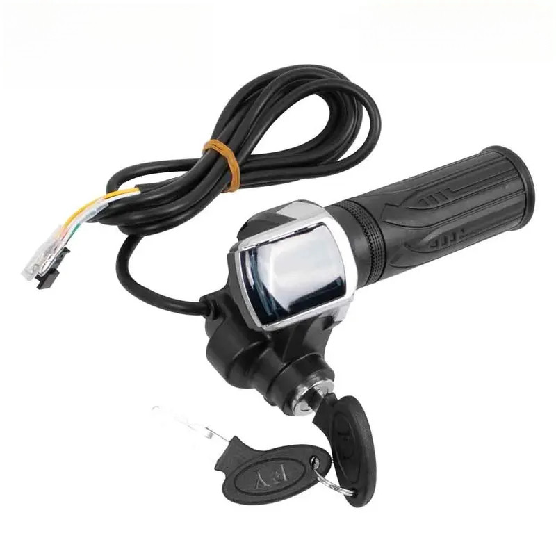 Manopla de Acelerador para Bicicleta Elétrica 36V com Trava, Acelerador para E-bike e Scooter, Indicador de Energia, Cha