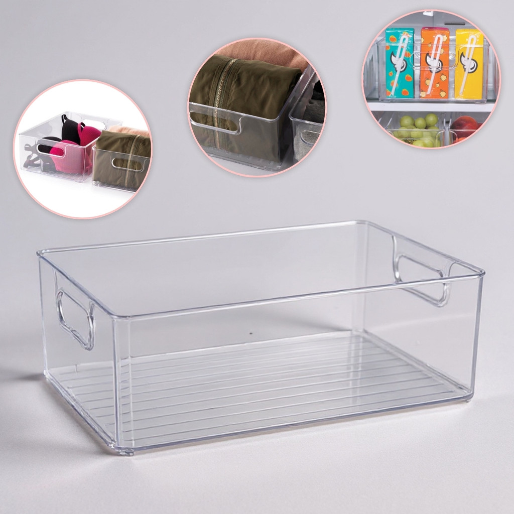 Organizador Acrílico 20x30 cm Multiuso Modular Gaveta Cozinha Geladeira Armário Bancada Transparente