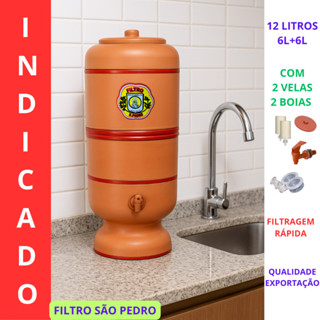 FILTRO DE BARRO 12 LITROS (6L X 2) FILTRAGEM SUPER RÁPIDA 2 VELAS - COMPLETO em Oferta na Shopee