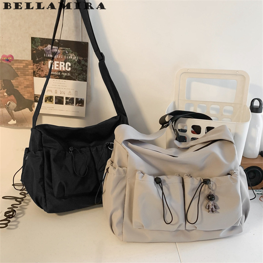 【Pingente De Cortesia】Bolsa Transversal Unissex Bolsa Feminina Vintage Saco De Grande Capacidade De Nylon Mensageiro em Oferta na Shopee