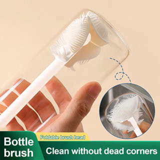 360 ° Escova De Limpeza Com Cabo Longo , Cabeça De Dobrável , De Cerdas De Silicone , Limpador De Garrafa De Leite De Vi em Oferta na Shopee