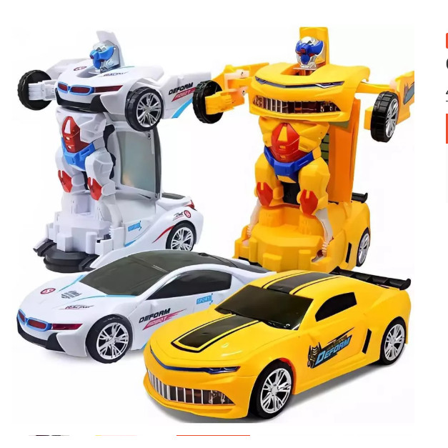 Brinquedo Carrinho Vira Robô Bate E Volta Com Luzes E Som em Oferta na Shopee