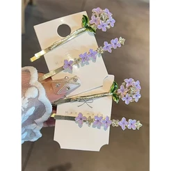1/2 Unidades De Fada Doce Glicínia Flores Clipes Franja Lateral Acessório De Cabelo