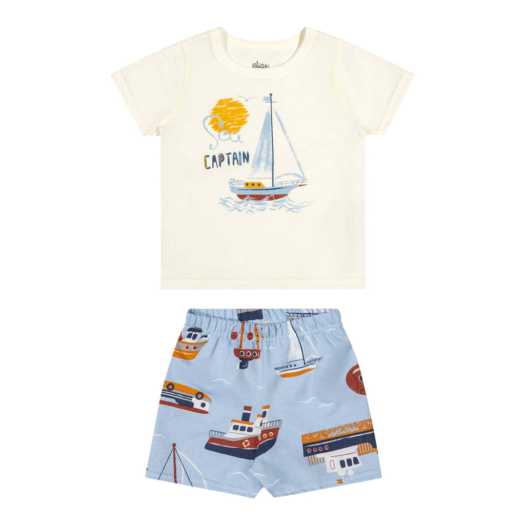 Detalhes do Conjunto Bebê Menino Captain Elian Bege