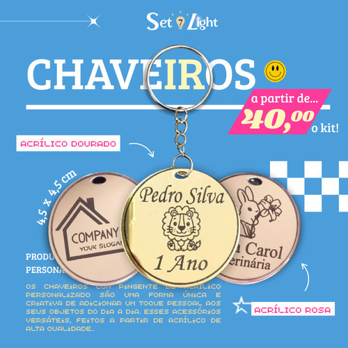 Chaveiro Personalizado De Acrílico - 15 Uni. em Oferta na Shopee