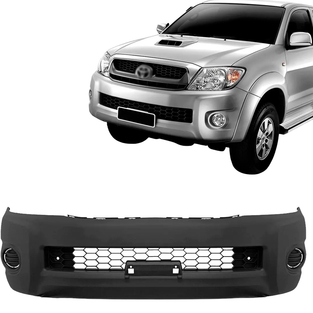 Parachoque Dianteiro Hilux 2009 2010 2011 Com Grade Com Furo Moldura Sem Furo Milha Preto Text em Oferta na Shopee